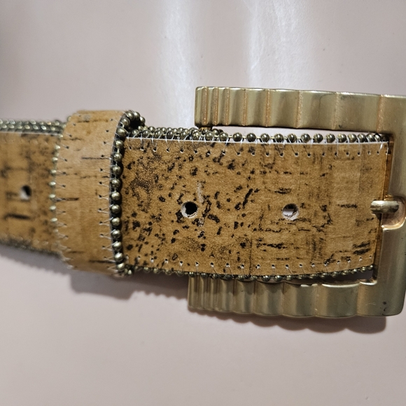 Vintage Paul Harris Leather Belt — Made in USA — Gold Statement Buckle. Size SM main image 9